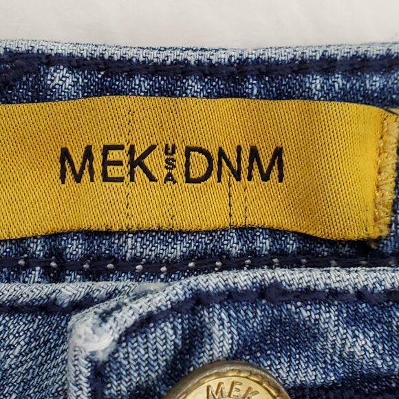 MEK DNM Light Wash Paros F.X.H. Frayed Hem Low-Rise Denim Jean Shorts Size 24 - Picture 8 of 16